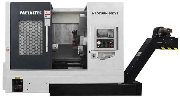 Токарный станок ЧПУ с наклонной станиной и противошпинделем MetalTec NeoTurn 60DYS(Fanuc)